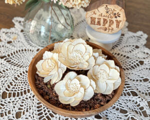 wood flower bowl filler in beige neutral home decor accents 